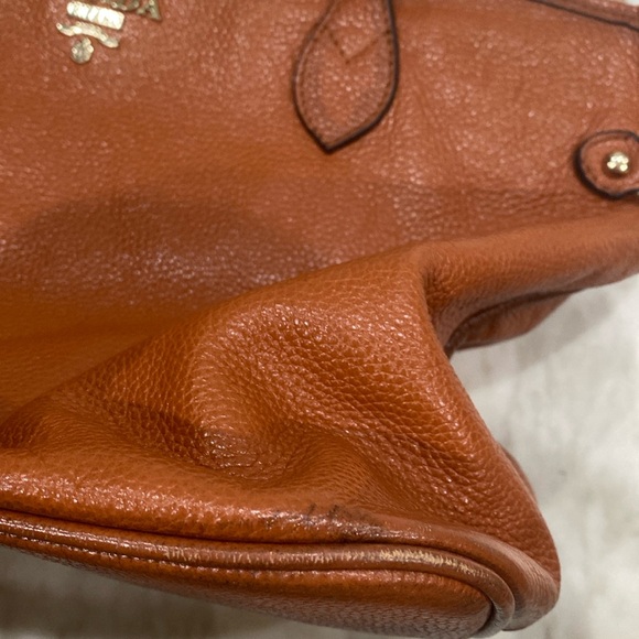 Vintage Prada brown cognac Vitello Daino leather top zip Tote 👜 made in Italy - Picture 13 of 16
